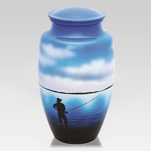 Fisherman Metal Cremation Urn