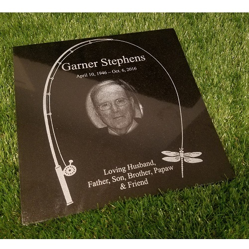 Fishing Rod Granite Memorial Stone