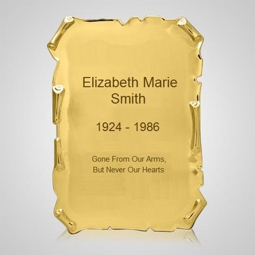 Gold Scroll Urn Plaque