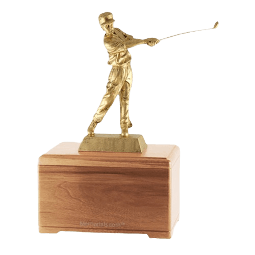 Golfing Fan Light Cherry Cremation Urn