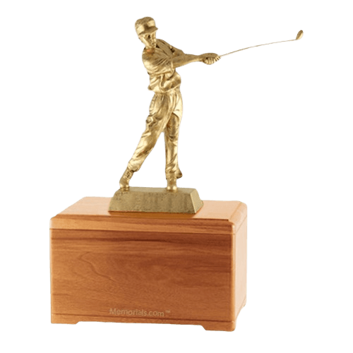 Golfing Fan Oak Cremation Urn