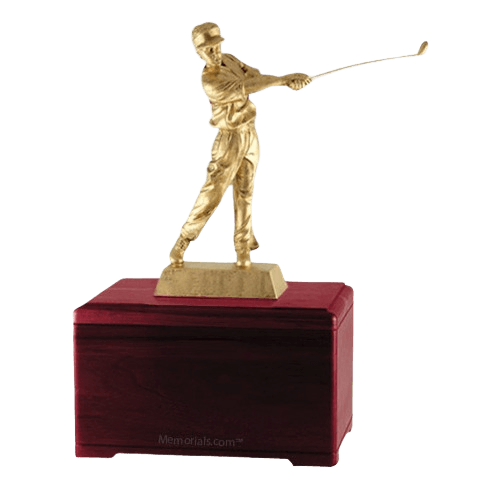 Golfing Fan Rosewood Cremation Urn