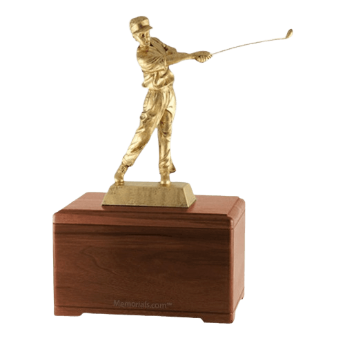 Golfing Fan Walnut Cremation Urn