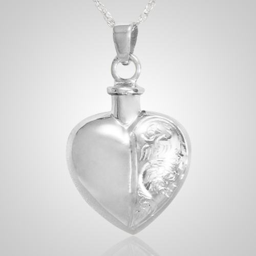 Half Etched Heart Keepsake Pendant
