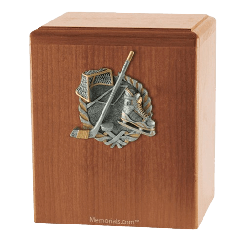 Hockey Fan Light Cherry Cremation Urn