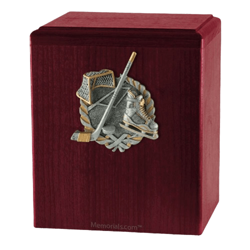 Hockey Fan Rosewood Cremation Urn