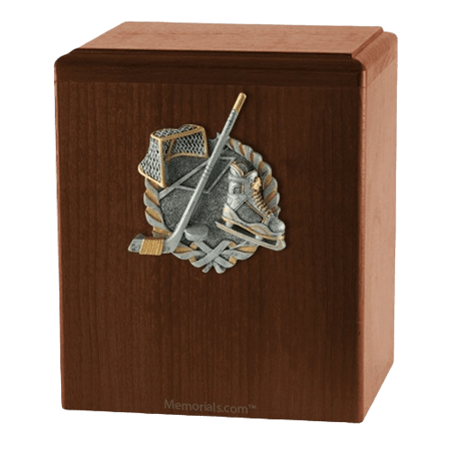 Hockey Fan Walnut Cremation Urn