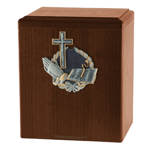 Praying Cross Walnut Cremation Urn