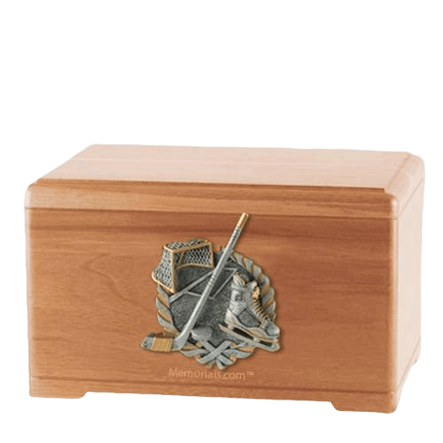 Ice Hockey Light Cherry Cremation Urn