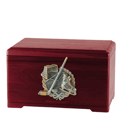 Ice Hockey Rosewood Cremation Urn