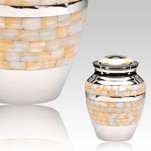 Mother of Pearl Silver Keepsake Cremation Urn