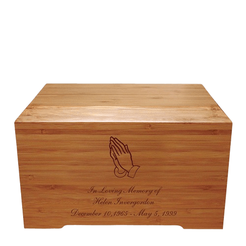 Praying Hands Bamboo Distinction Green Cremation Urn