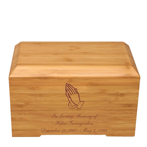 Praying Hands Bamboo Essence Cremation Urn