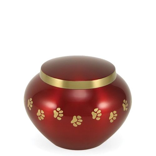 Paw Print Crimson Small Pet Urn