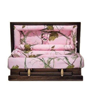 Pink Camo Wood Medium Child Casket