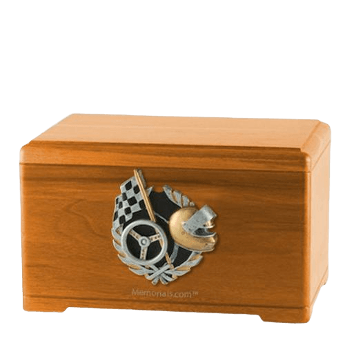 Racecar Fan Oak Cremation Urn