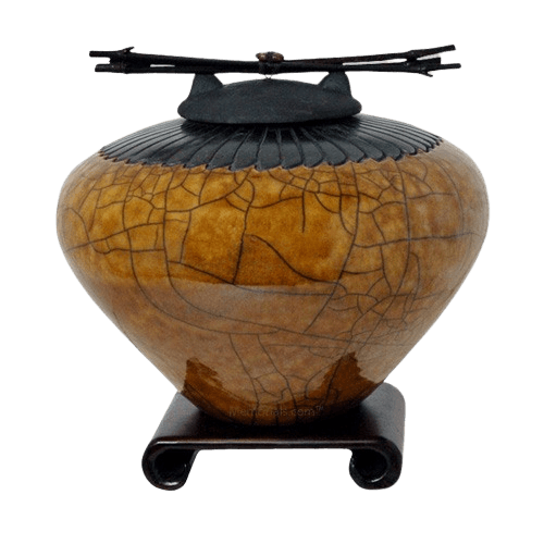 Raku Feather Coffee Extra Large Cremation Urn