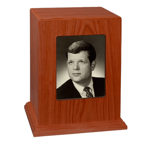 Red Cherry Picture Wood Cremation Urn