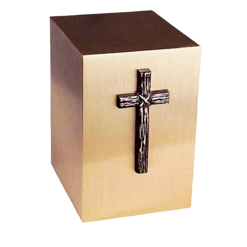 Rustic Cross Bronze Cremation Urn