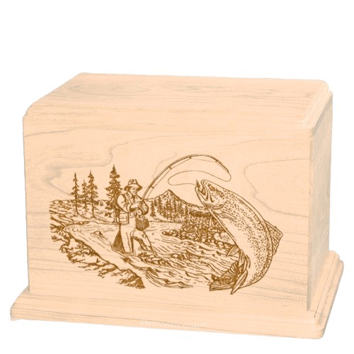 Trout Fishing Companion Maple Wood Urn