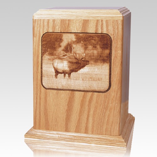 Elk Oak Wood Cremation Urn