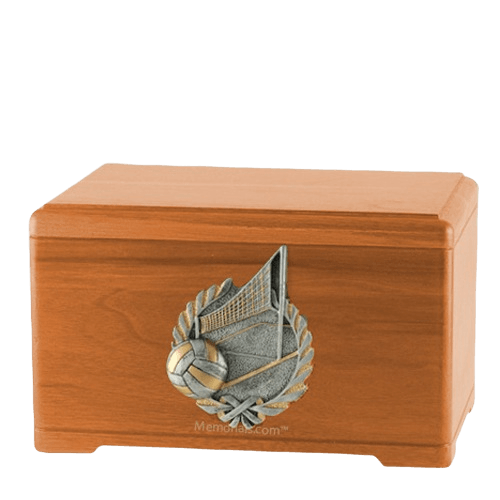 Volleyball Fan Oak Cremation Urn