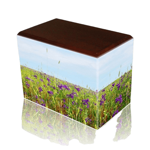 Field of Violets Walnut Child Cremation Urn