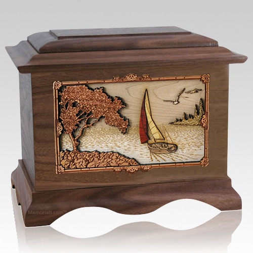 Sailboat Walnut Cremation Urn
