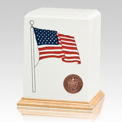 Navy Military Cremation Urn for Ashes with American Flag 