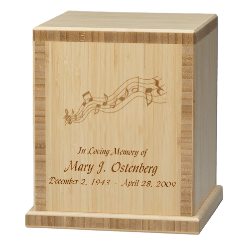 Music Notes Bamboo Natural Cremation Urn