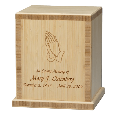 Praying Hands Bamboo Natural Cremation Urn