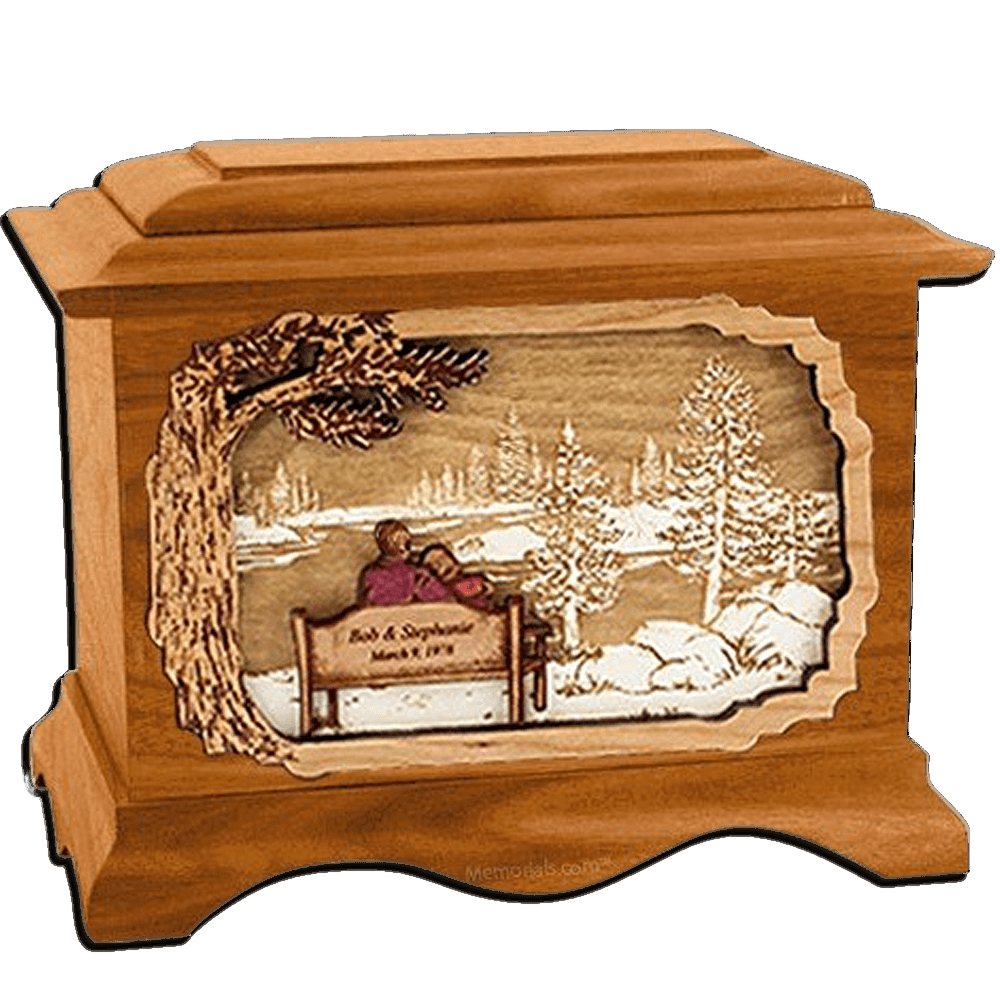 Forever Yours Mahogany Cremation Urn for Two