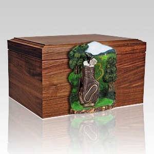 Golfbag Figurine Wood Cremation Urn