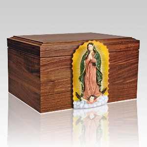Our Lady Figurine Wood Cremation Urn