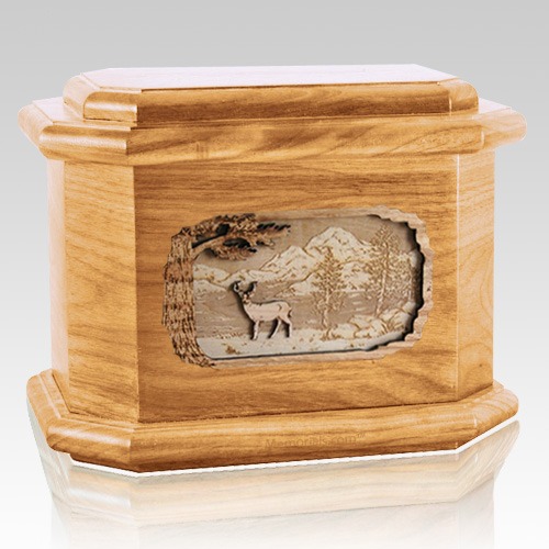 Deer Oak Octagon Cremation Urn