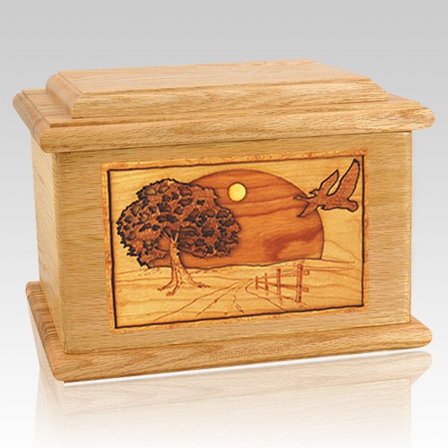 Geese Oak Memory Chest Cremation Urn