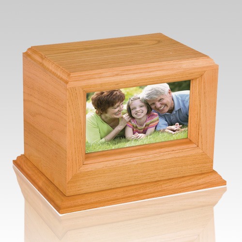 Deluxe Photo Oak Cremation Urn