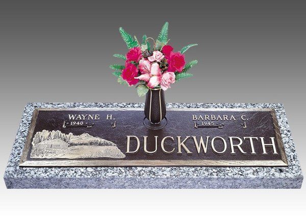 Scenic Mountain Retreat Bronze Headstone 44 x 13