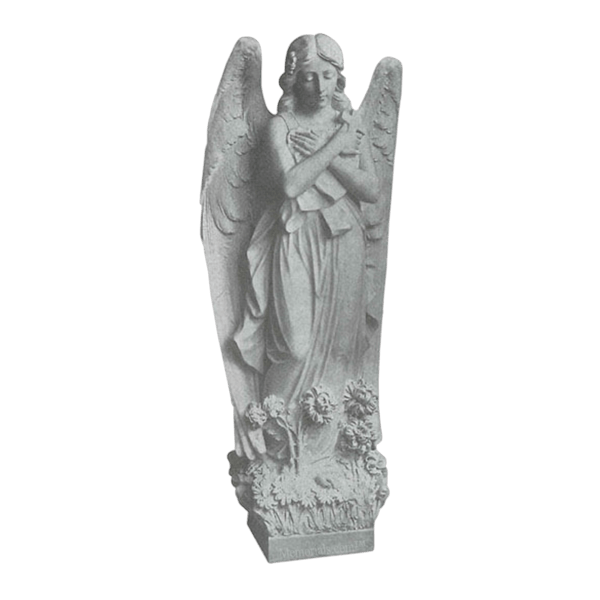 Angel In Flowers Granite Statue III