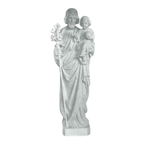 St. Joseph And Lillies Granite Statue III