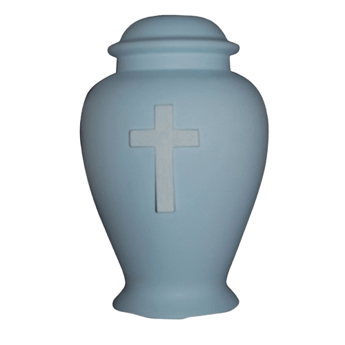 Cross Blue Cremation Urn