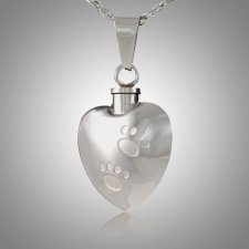 Pet Heart Paw Print Cremation Jewelry V