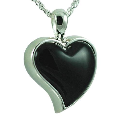 Indented Onyx Heart Keepsake Pendant