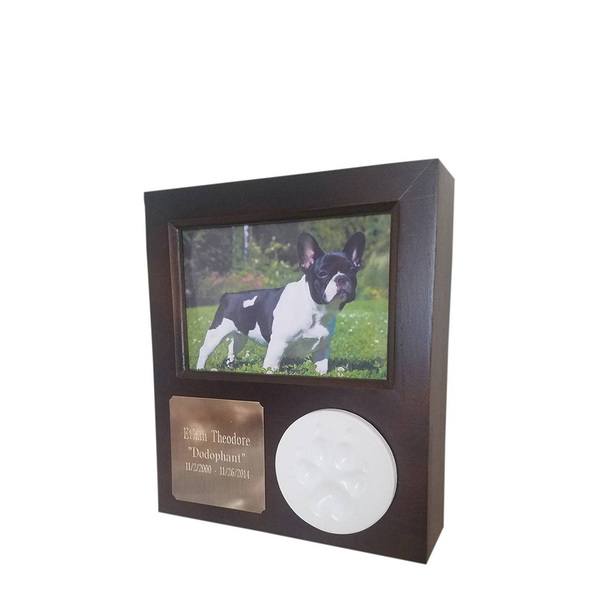 Paw Print Horizontal Photo Small Black Pet Urn