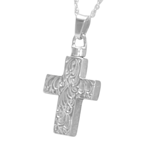 Etched Cross Cremation Jewelry