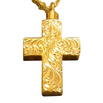 Large Etched Cross Cremation Jewelry II