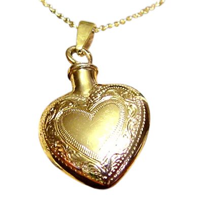 Etched Double Heart Keepsake Pendant IV