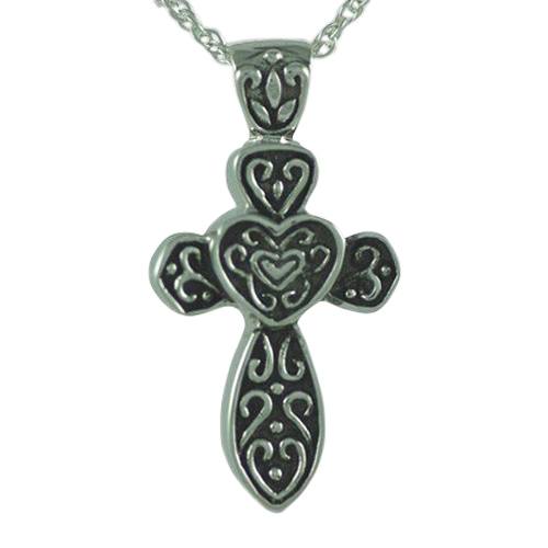 Hearts on Cross Keepsake Pendant III