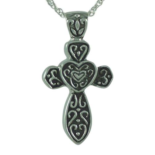 Cross with Hearts Keepsake Pendant III