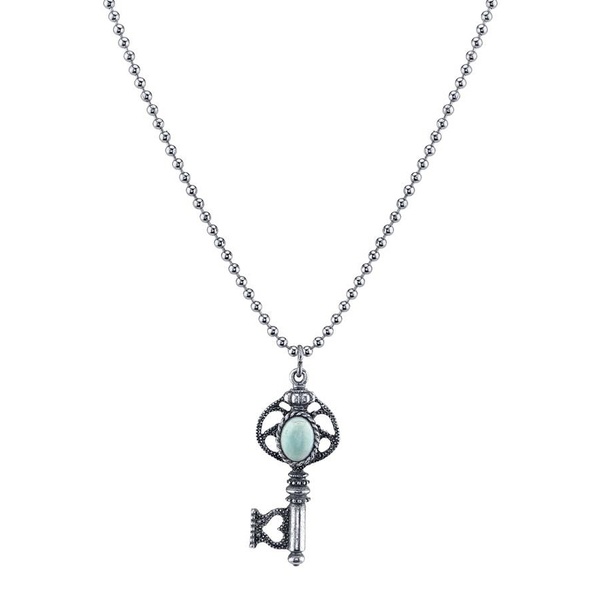 Turquoise Key Cremation Pendant